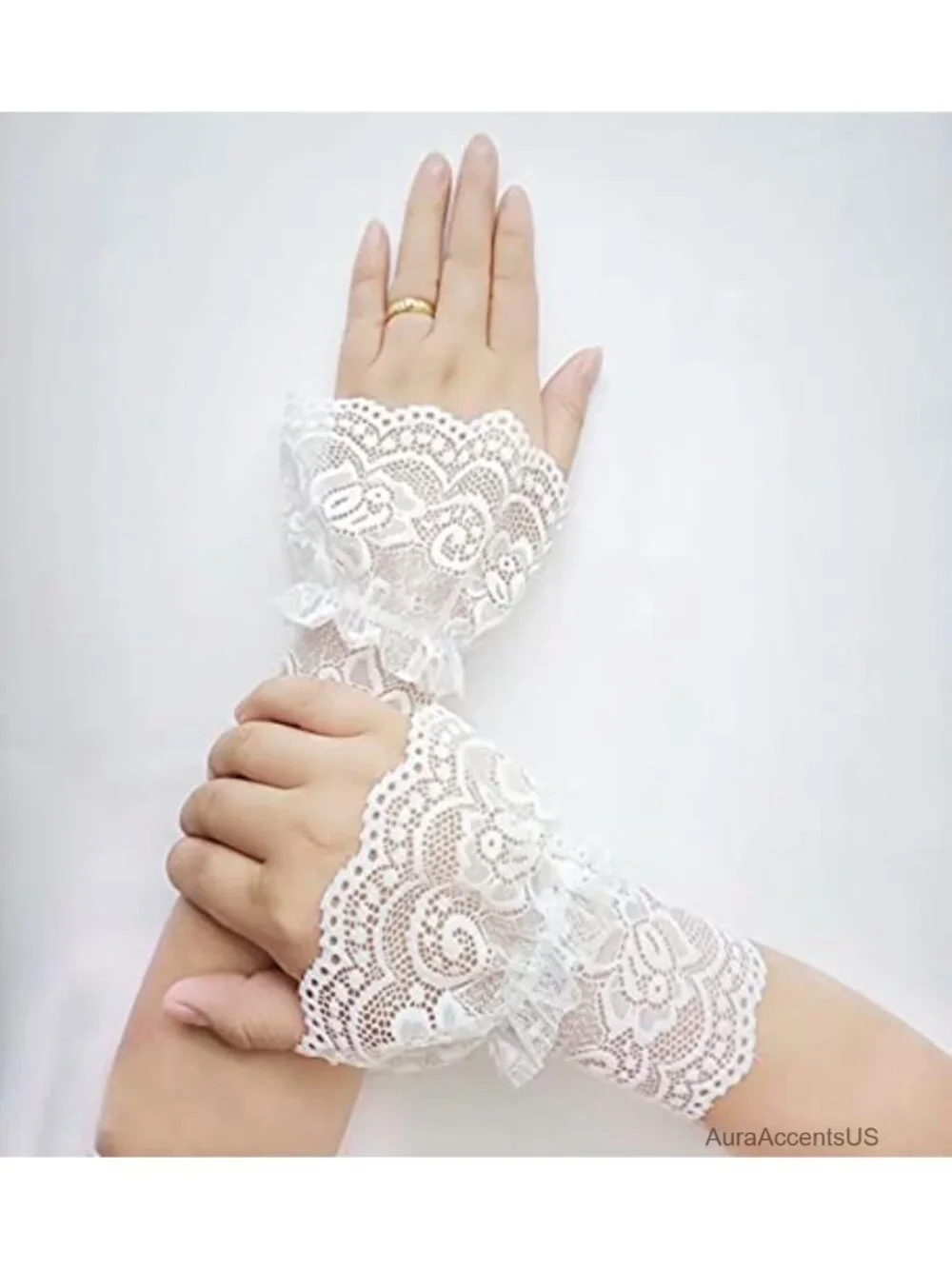 Fingerless Lace Gloves Wedding Bridal Prom Wrist Length Driving